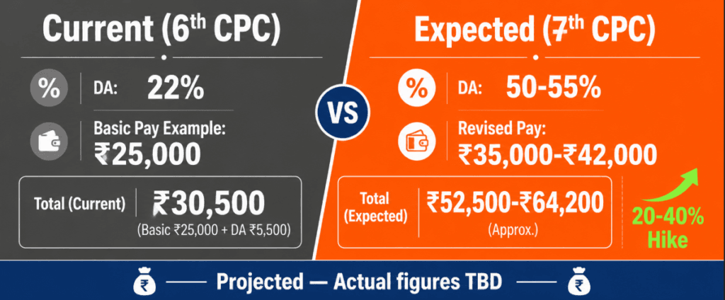 7th pay commission west bengal 2026 salary comparison current vs expected